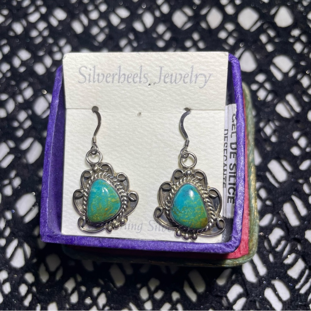 NWT Silverheels Jewelry Turquoise and Sterling Silver Teardrop Earrings
